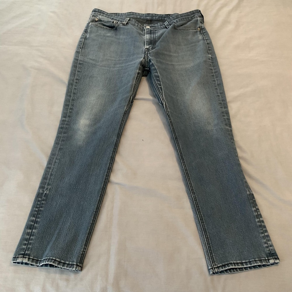 Levis‎ 511 Selvage Jeans Mens 38x28 Light Blue Slim Fit Stretch Tapered Modern